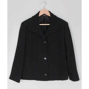 MAX MARA Textured Wool Blend Black Boxy Coat Jacket, Size 12